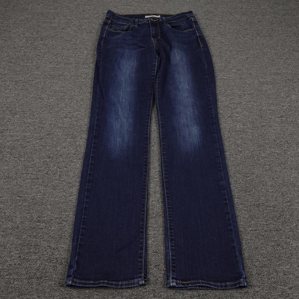 Levis 505 Straight Jeans Womens 6 Blue Dark Wash Mid Rise 28x31 Stretch Denim